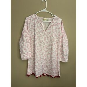 Boo Gemes Women's Pink Tunic Top 100% Cotton size S Light Weight Resortwear